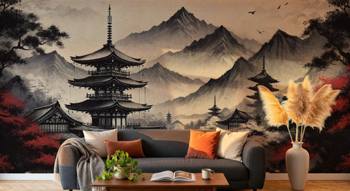 Papier peint Jardin Oriental - Sur mesure - Design F0169