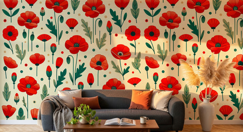 Design F0403 — Papier peint Coquelicots et Fleurs Sauvages — Novomur