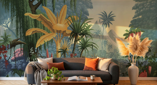 Design F0415 — Papier peint Palmier Tropical Vert - Collection 3 — Novomur