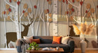 Design FC023 — Papier peint Foret bouleaux automnale cerfs — Novomur