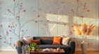 Design FC121 — Papier peint Branches baies rouges fond bleu pale — Novomur
