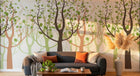 Design FC146 — Papier peint Foret stylisee arbres feuillage rond — Novomur