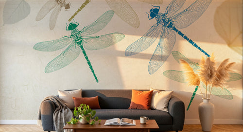 Design FC213 — Papier peint Libellules style gravure entomologique — Novomur
