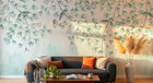 Design L0392 — Papier peint Branches feuilles vert d'eau cascade — Novomur