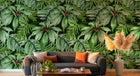 Design L0697 — Papier peint Pattern feuilles palmees vert dense — Novomur