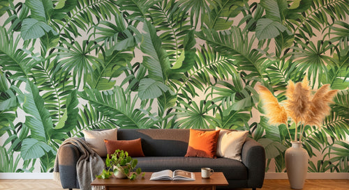 Design L0943 — Papier peint Pattern palmes vert vif repete — Novomur
