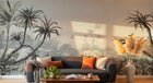 Design SD0032 — Papier peint Palmier Tropical Noir et Blanc — Novomur