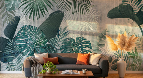 Design SK0158 — Papier peint Palmier Tropical Vert - Collection 1 — Novomur