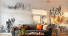 Design SK0212 — Papier peint Asie Encre Noire Pagode — Novomur