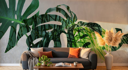 Design SK0440 — Papier peint Palmier Tropical Vert - Collection 4 — Novomur