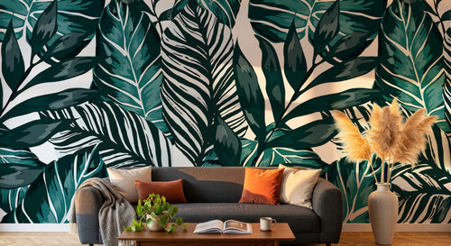 Design SK0671 — Papier peint Palmier Tropical Vert - Collection 2 — Novomur