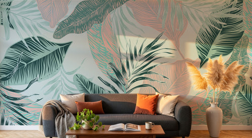 Design SK0817 — Papier peint Palmier Tropical Vert - Collection 2 — Novomur