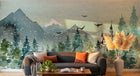 Design SL0111 — Papier peint Paysage hivernal renard chateau sapins — Novomur