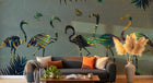 Design SL0143 — Papier peint Flamants silhouettes colorees fond gris — Novomur