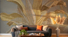 Design SL0175 — Papier peint Bananier dore relief fond gris — Novomur