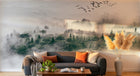Design SL0356 — Papier peint Foret brumeuse vue aerienne oiseaux — Novomur