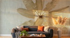 Design SL0390 — Papier peint Bananier dore eventail fond beton — Novomur