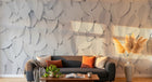 Design SL0397 — Papier peint Feuilles blanches relief 3D minimaliste — Novomur