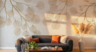 Design SL0441 — Papier peint Branches dorees feuilles rondes beige — Novomur