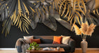 Design SL0705 — Papier peint Feuilles tropicales noir or fond noir luxe — Novomur