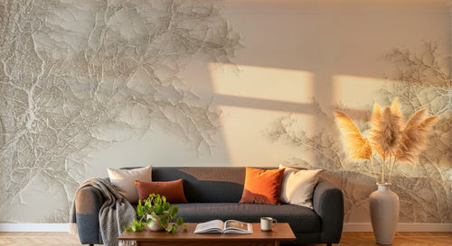 Design ZX0541 — Papier peint Branches glacees argentees fond creme — Novomur