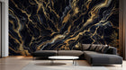 Design A0006 — Papier peint Marbre Noir et Or Luxe - Collection 1 — Novomur