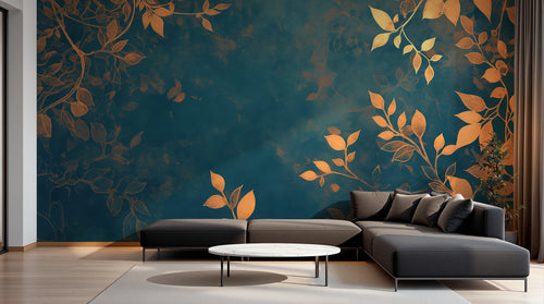 Design A0015 — Papier peint Botanique Feuilles Dorées — Novomur