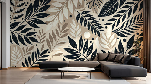 Design A0019 — Papier peint Botanique Feuilles Sombres — Novomur