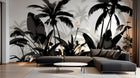 Design A0059 — Papier peint Palmier Tropical Noir et Blanc — Novomur