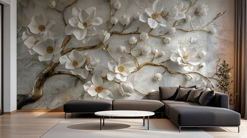Design A0104 — Papier peint Floral Pivoines et Roses - Collection 1 — Novomur
