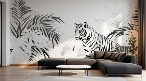 Design A0111 — Papier peint Jungle Enfant Tigre & Singes — Novomur