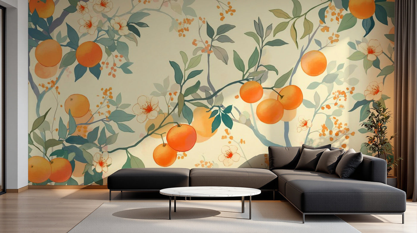 Papier peint Fruits Agrumes Beige - Sur mesure - Design A0113