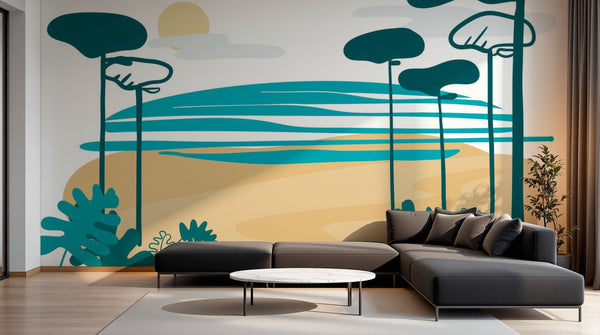 variant:A0130 | salon_07_modern_evening已做 — Composition Moderne Gris Perle — papier peint Novomur