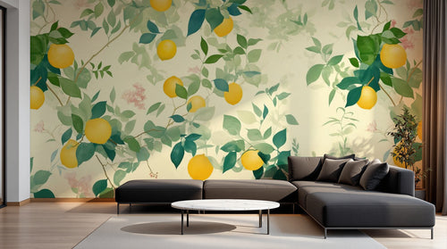 Papier peint Fruits Agrumes Beige - Sur mesure - Design A0179