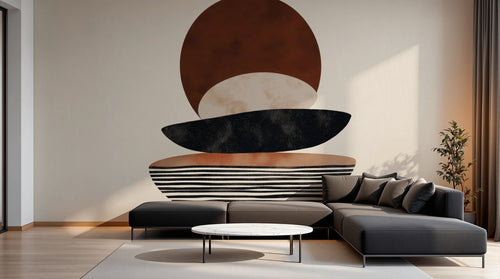 Design A0348 — Papier peint Art Abstrait Bauhaus Beige - Collection 2 — Novomur