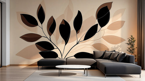 Design A0512 — Papier peint Botanique Feuilles Sombres — Novomur