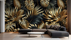 Design A0585 — Papier peint Palmier Tropical Doré Luxe - Collection 2 — Novomur