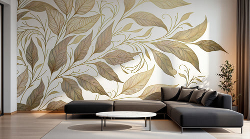 Design A0844 — Papier peint Botanique Feuilles Dorées — Novomur