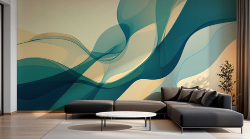 Design A0847 — Papier peint Art Abstrait Vagues et Lignes — Novomur