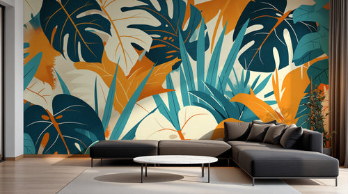 Design A0875 — Papier peint Palmier Tropical Doré Luxe - Collection 2 — Novomur