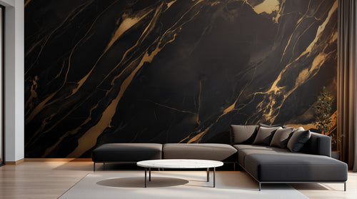 Design A0907 — Papier peint Marbre Noir et Or Luxe - Collection 1 — Novomur