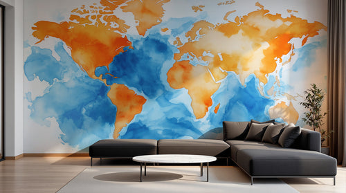 Design A0934 — Papier peint Carte du Monde — Novomur