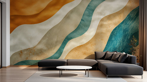Design A0955 — Papier peint Art Abstrait Vagues et Lignes — Novomur