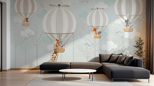 Design AS0688 — Papier peint Montgolfières Enfant — Novomur