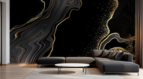 Design C0313 — Papier peint Marbre Noir et Or Luxe - Collection 1 — Novomur