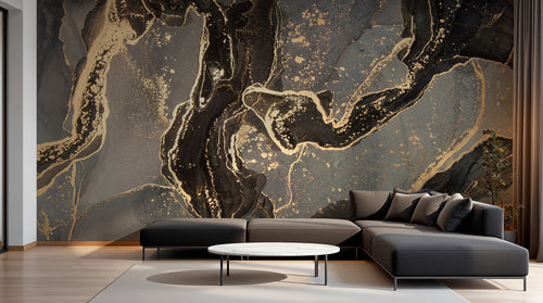 Design C0551 — Papier peint Marbre Noir et Or Luxe - Collection 2 — Novomur