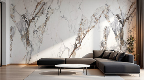 Design C0691 — Papier peint Marbre Blanc Classique - Collection 2 — Novomur
