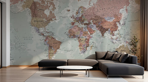 Design C0991 — Papier peint Carte du Monde — Novomur