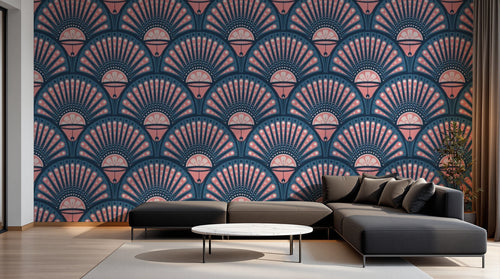 Design D0199 — Papier peint Art Déco Éventails et Or - Collection 2 — Novomur