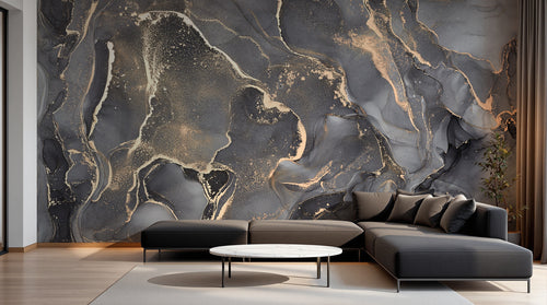 Design D0207 — Papier peint Marbre Noir et Or Luxe - Collection 2 — Novomur